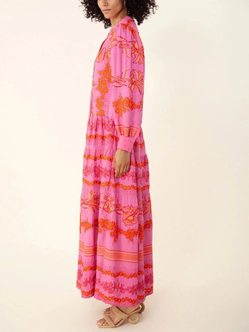 HALE BOB Rosa Janina Embroidered Maxi Long DRESS Size S Pink Floral Boho NEW - Picture 5 of 14